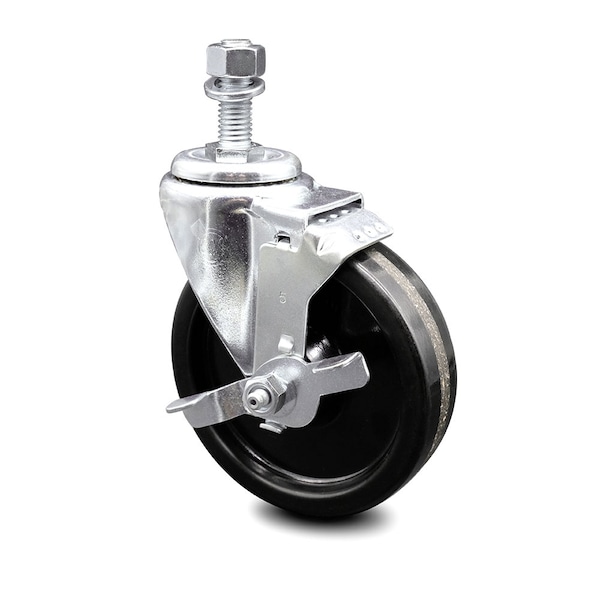 5 Inch Phenolic Wheel Swivel 1/2 Inch Threaded Stem Caster with Brake SCC